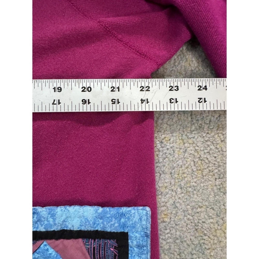 Vintage Quilted Patchwork JE Morgan Fleecewise Cardigan Jacket M Magenta Peacock - Picture 8 of 12